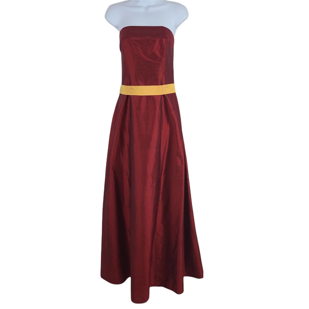 Aria Dress Iridescent Silk Maxi Dress Strapless Red 12
